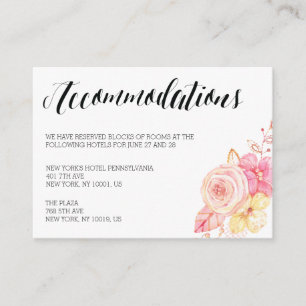 Cartões de Alojamento de Casamento Elegante Floral