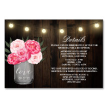 Cartões de Alojamento de Recepções de casamento de