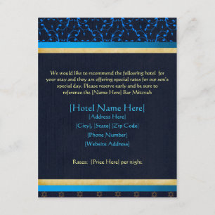 Cartões de Alojamento Mitzvah do Bar Personalizado