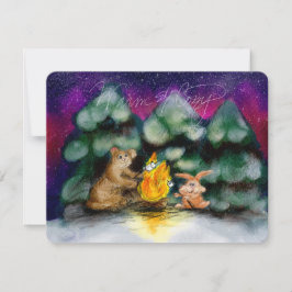 Cartões de Animais da Floresta de Inverno em Torno