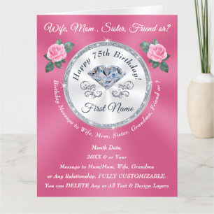 Cartões de aniversário 75 para ela, mãe, esposa, i