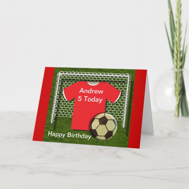 Cartões de Aniversário com Tema de Futebol Vermelh (Frente)