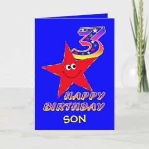 Cartões de aniversário de 3 anos Son Red Star