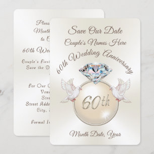 Cartões de Aniversário de 60 Anos Save the Date