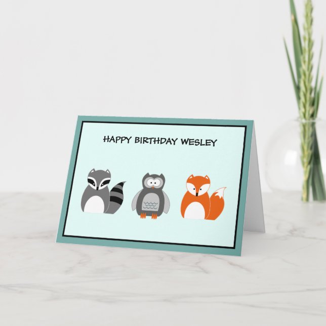 Cartões de Aniversário de Animais da Floresta (Frente)