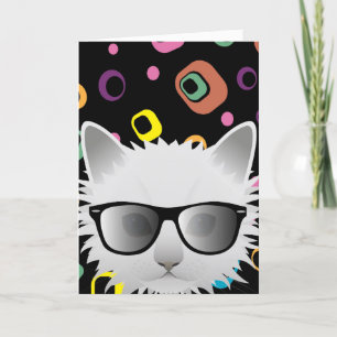 CARTÕES DE ANIVERSÁRIO DE GATO BRANCO DE HIPSTER