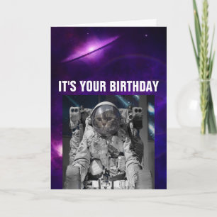 CARTÕES DE ANIVERSÁRIO DE GATO DE ESPAÇO ASTRON