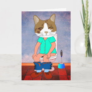 CARTÕES DE ANIVERSÁRIO DE GATO NO BANHEIRO
