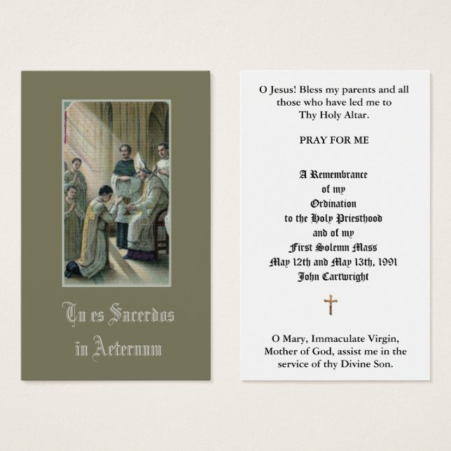CARTÕES DE ANIVERSÁRIO DE ORDENAÇÃO DE PADRE CATÓL (Frente & Verso)