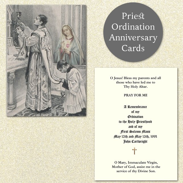 CARTÕES DE ANIVERSÁRIO DE ORDENAÇÃO DE PADRE CATÓL (Catholic Priest Ordination Anniversary Prayer Cards)