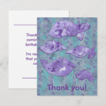 Cartões de aniversário de peixe roxo abstrato Obri