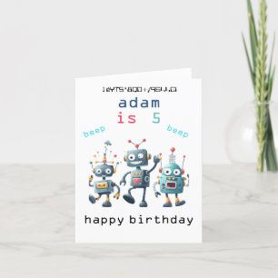 Cartões de aniversário de robô retrô vintage louco