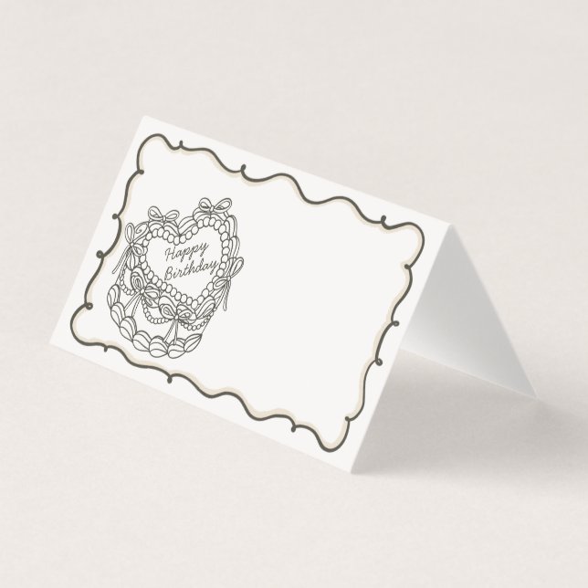 Cartões de Aniversário do Bolo Retro Coquette de B (Frente)