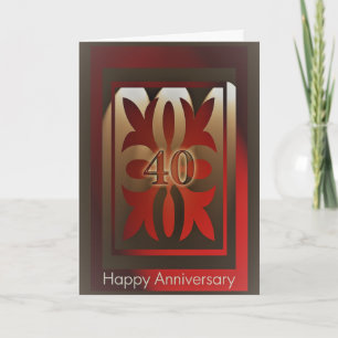Cartões de Aniversário do Funcionário 40 Anos Verm