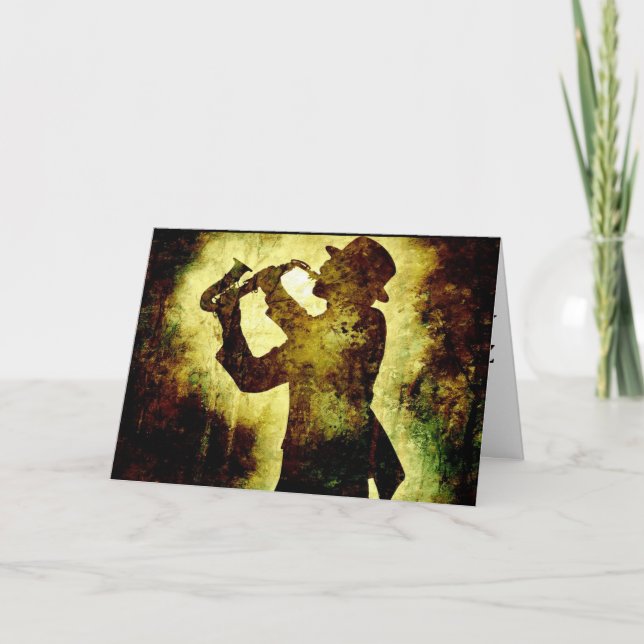 CARTÕES DE ANIVERSÁRIO DO TELEFONE JAZZ SAX0PHONE (Frente)