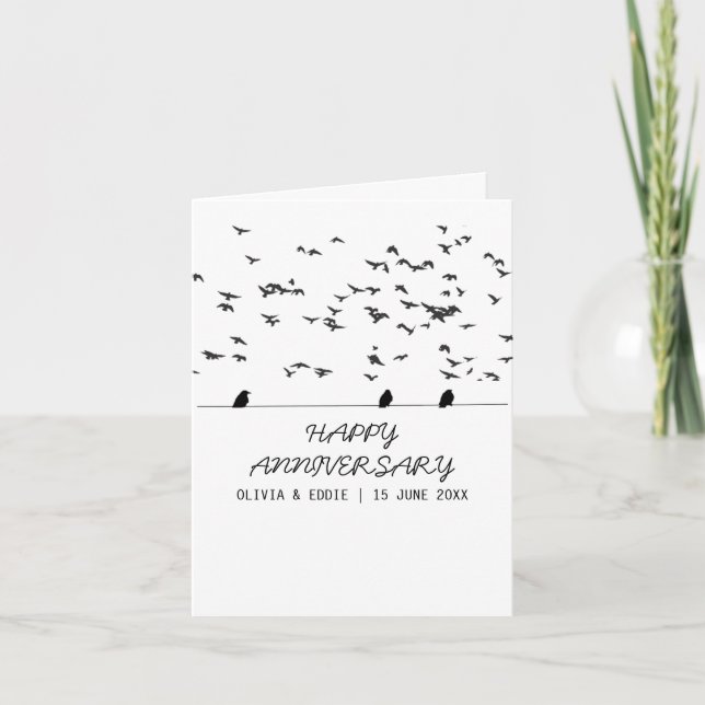 cartões de aniversário dobrados de pássaros voando (Frente)