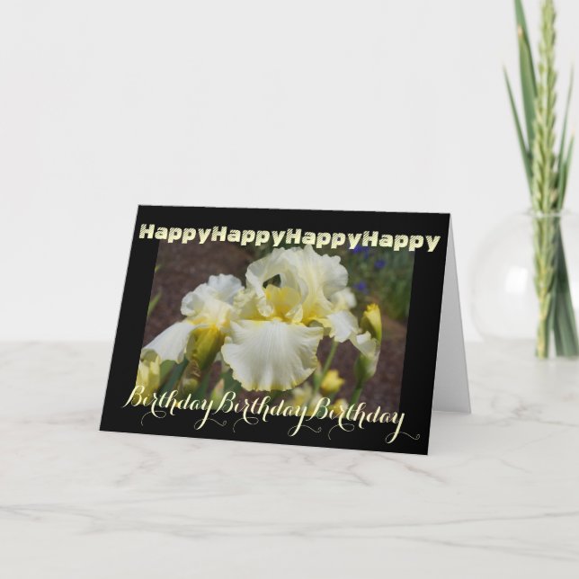 Cartões de Aniversário Feliz Feliz Íris Flores Úni (Frente)