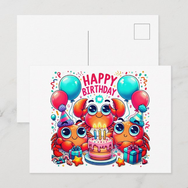 Cartões de aniversário felizes fofos (Frente/Verso)