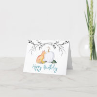 Cartões de Aniversário Fox e Pumpkin Caem Aquarela