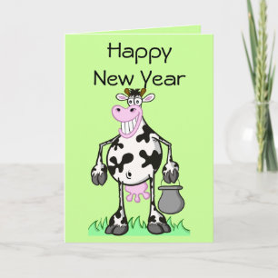 cartões de ano novo "cartoon" vaca