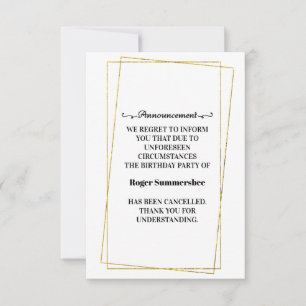 Cartões de Anúncio de Cancelamento de festa de ani