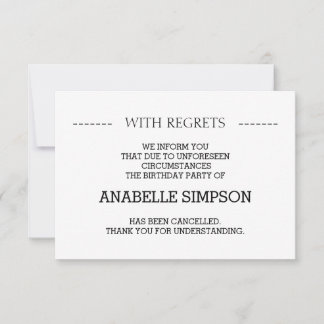Cartões de Anúncio de Cancelamento de festa de ani