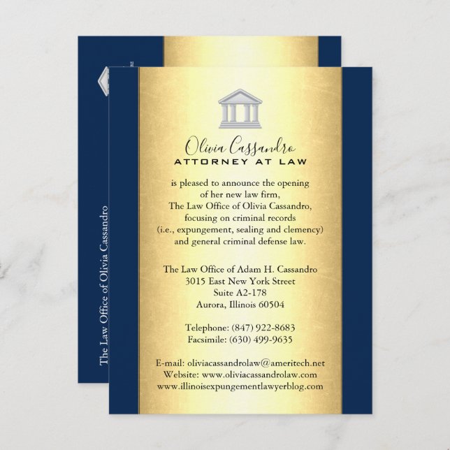 Cartões de Anúncio de Escritório de Advocacia - Ve (Frente/Verso)