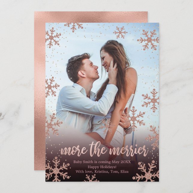 Cartões de Anúncio de Gravidez de Natal (Frente/Verso)