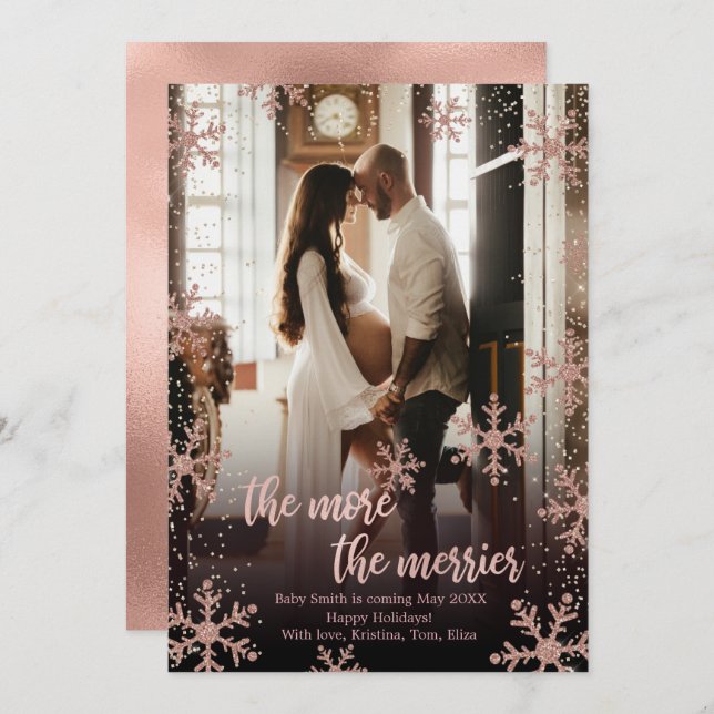 Cartões de Anúncio de Gravidez de Natal (Frente/Verso)