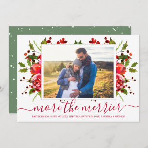 Cartões de Anúncio de Gravidez de Natal Botânico