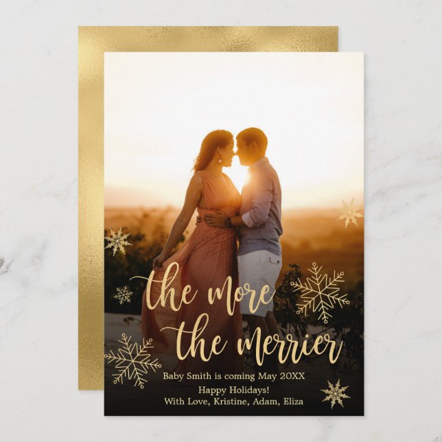 Cartões de Anúncio de Gravidez de Natal com Foto (Frente/Verso)