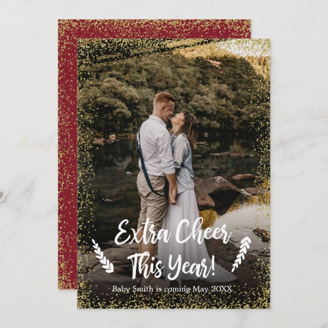 Cartões de Anúncio de Gravidez de Natal com Foto (Frente/Verso)