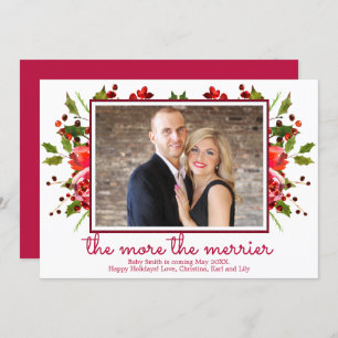 Cartões de Anúncio de Gravidez de Natal Holly