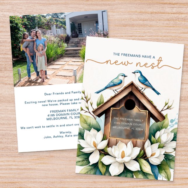 Cartões de Anúncio de Movimentação de Aquarela Pin (New Nest House Move Announcement )