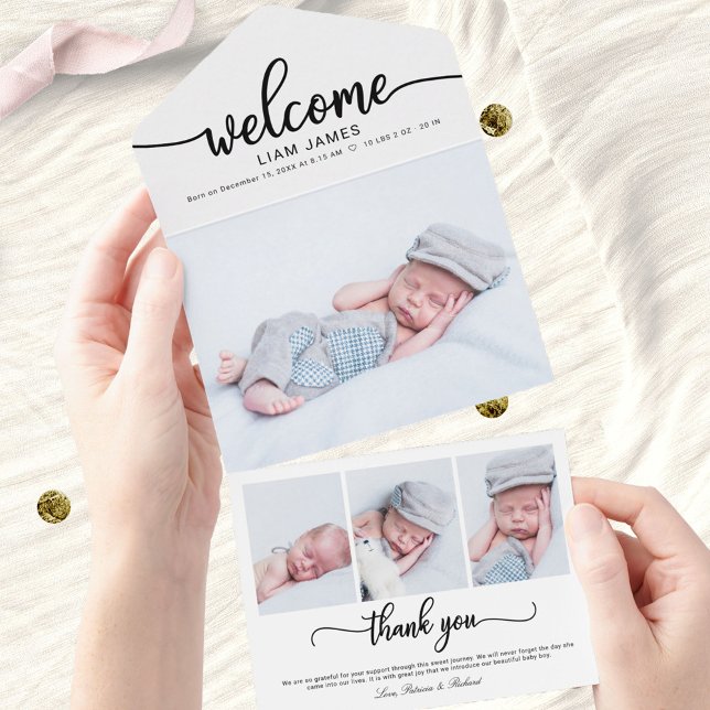 Cartões de Anúncio de Nascimento com Fotografia e  (Criador carregado)