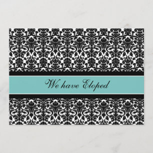 Cartões de Anúncio do Elopement do Teal Damask