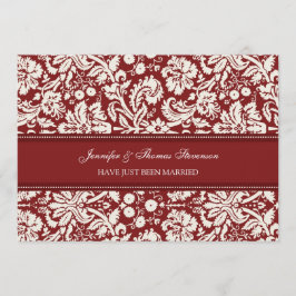 Cartões de anúncio do Recem casados Red Damask