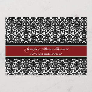 Cartões de anúncio do Recem casados Red Damask