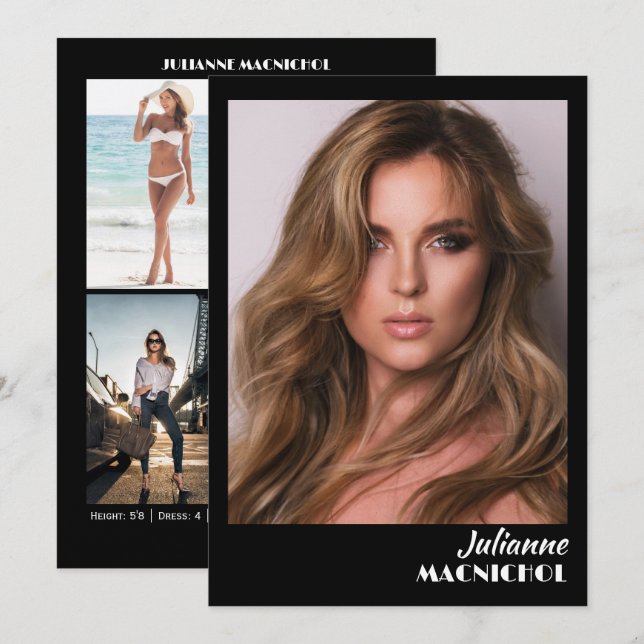 Cartões de Apresentação para Modelos e Talentos (Frente/Verso)