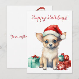 Cartões de Aquarela Chihuahua Feliz Feriados