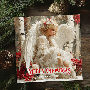 Cartões de aquarela únicos com anjo angelical verm