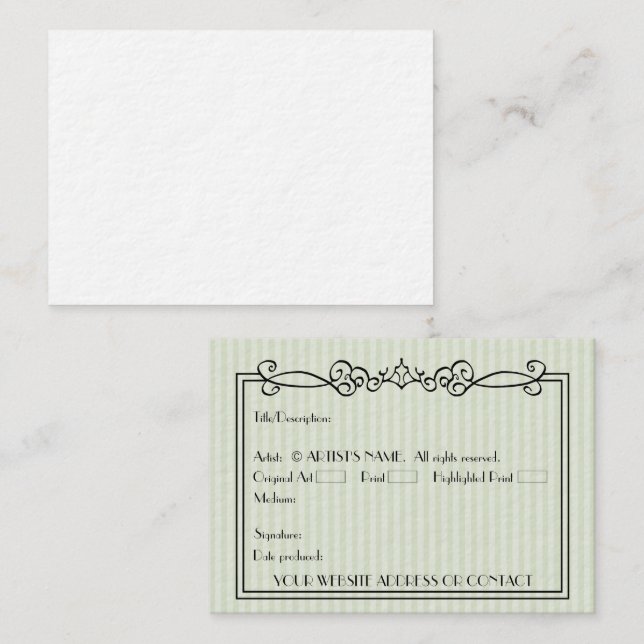 Cartões de arte miniatura ACEO de Vazio de artista (Frente/Verso)