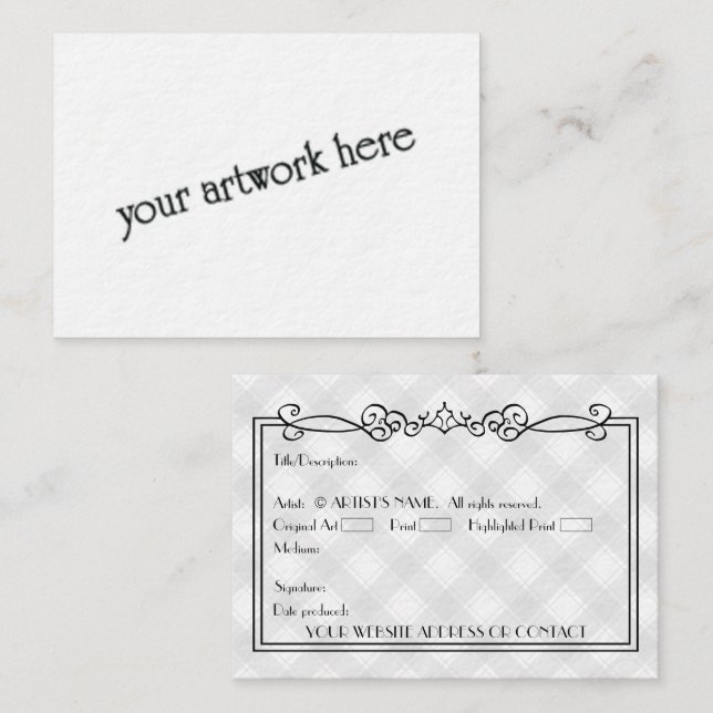 Cartões de Arte Miniatura ACEO Vazio de Artistas c (Frente/Verso)