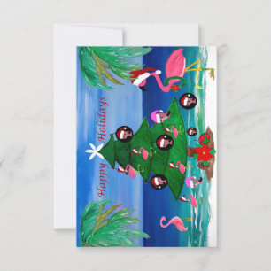 Cartões de árvore de Natal de flamingos