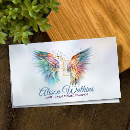 Cartões de asas de anjo coloridas brilhantes