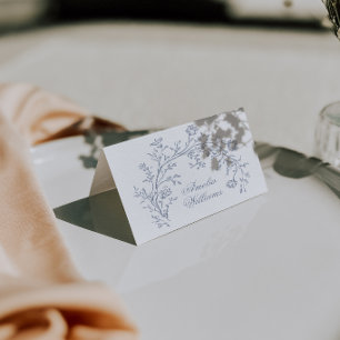 Cartões de Assento de Casamento Boho Floral Azul E