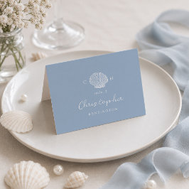 Cartões de Assento de Casamento de Conchas Costeir