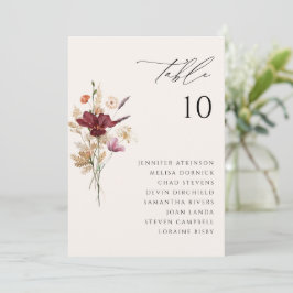 Cartões de Assento de Casamento de Outono com Flor