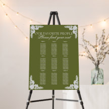 Cartões de Assento de Casamento de Renda Verde Oli