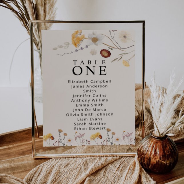 Cartões de assento de mesa de flor selvagem Boho (Criador carregado)